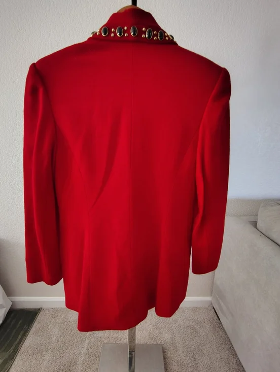 Vintage Alberto Makali Red Wool Blazer 10 M - Picture 7 of 7